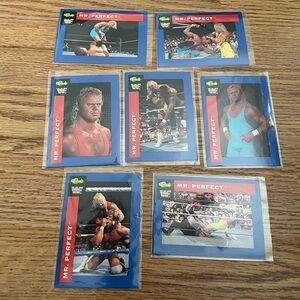 Seven WWF 1991 collector cards
